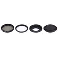 Black 40.5mm action camera lens filter kit with UV CPL glass and waterproof housing adapter