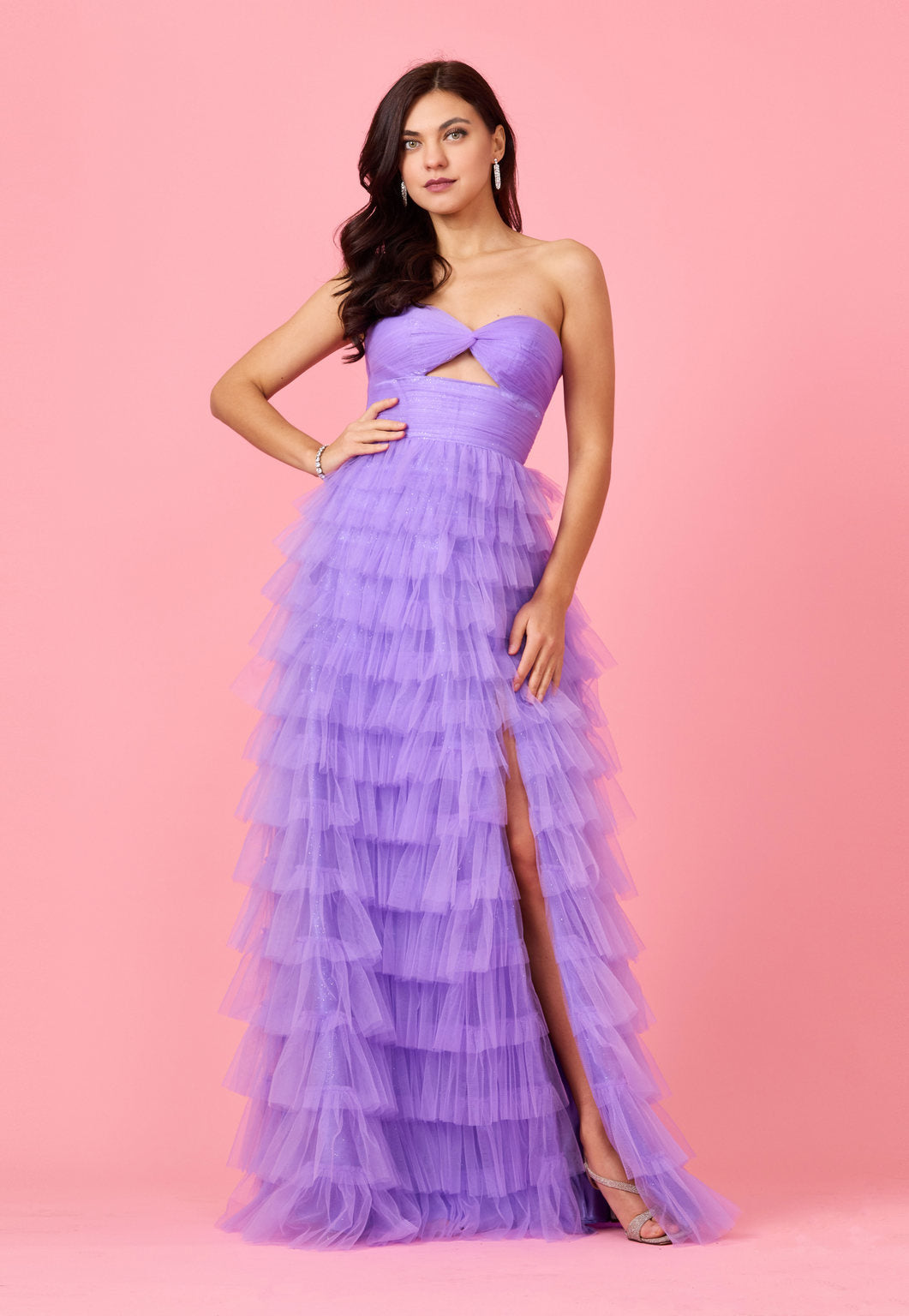 Bandeau Ruffle Skirt Prom Ball Gown-1