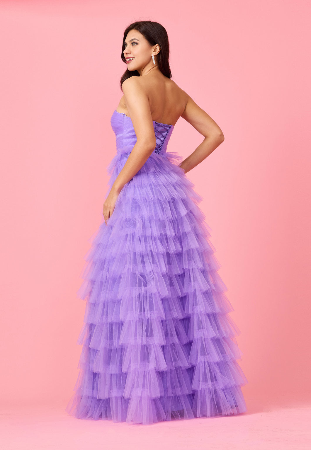 Bandeau Ruffle Skirt Prom Ball Gown-2