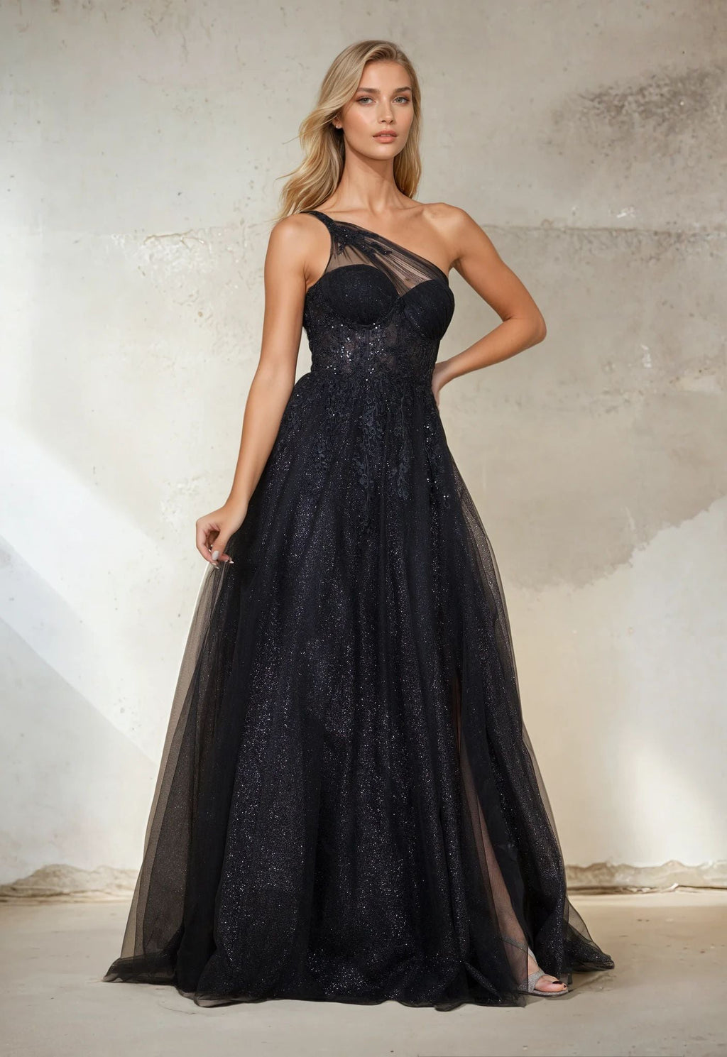 Floor Length Prom One Shoulder Formal Ball Gown-0