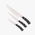 Elite 3-piece kitchen knife set with black ergonomic handles and high-carbon German steel blades