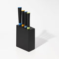 Artistic Edge 5-piece knife block set with colorful ergonomic handles and high-carbon German steel blades