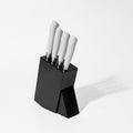 Eco-Cut 5-piece knife block set in grey with high-carbon German steel blades and ergonomic handles