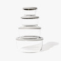 8 Piece Set (4 Containers + 4 Lids) Round Nesting Glass Storage Containers, Grey-0
