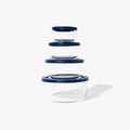 8 Piece Set (4 Containers + 4 Lids) Round Nesting Glass Storage Containers, Blue-0