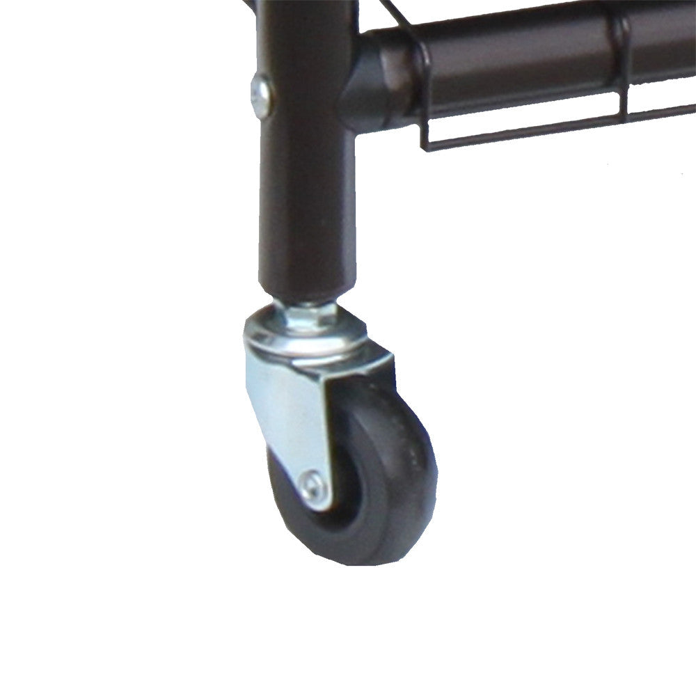 Bronze 2-bag rolling laundry sorter cart with black removable bags and four caster wheels — view 5