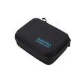 Portable waterproof action camera travel case with custom padded interior compartments for mounting accessories.