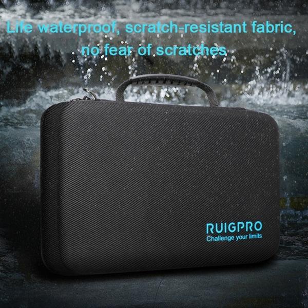 Portable waterproof action camera travel case with custom padded interior compartments for mounting accessories. — view 5