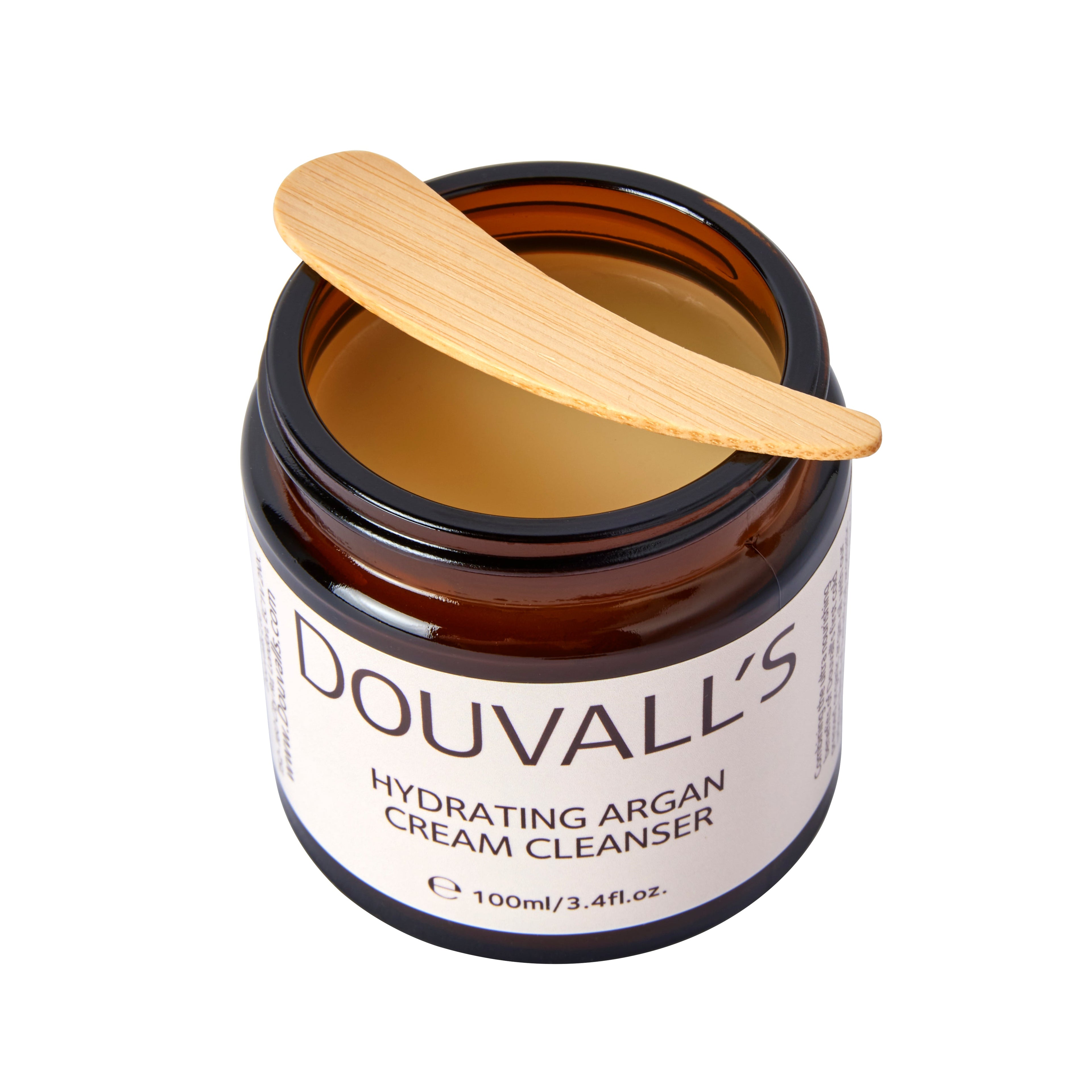 Organic argan cream cleanser jar with a sustainable bamboo spatula for daily facial skincare application — view 4
