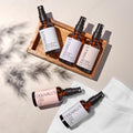 Natural 50ml glass room spray bottle with essential oil blends for home fragrance
