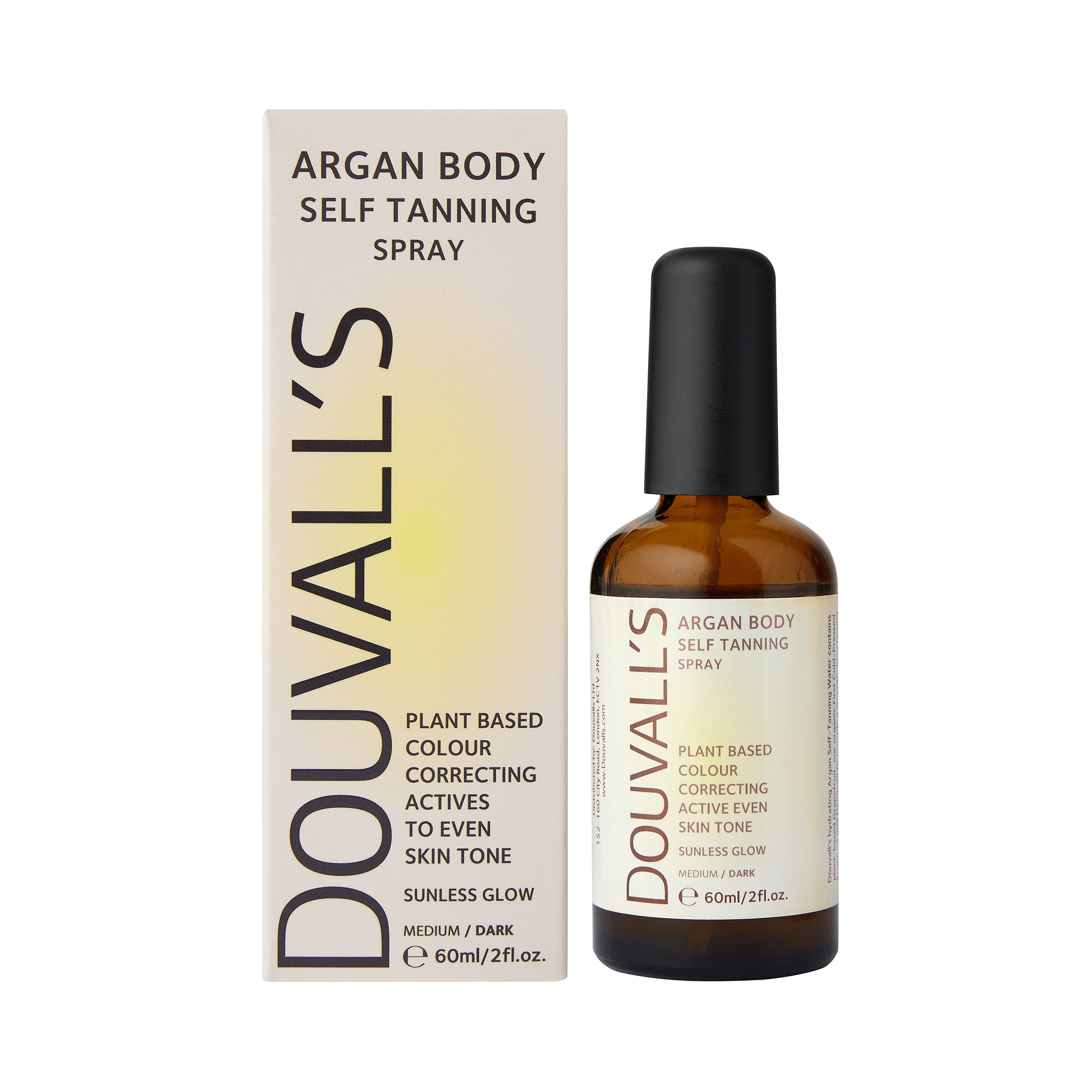 Eco-friendly bottle of Douvalls hydrating Argan self tanning body spray for a natural radiant glow — view 3