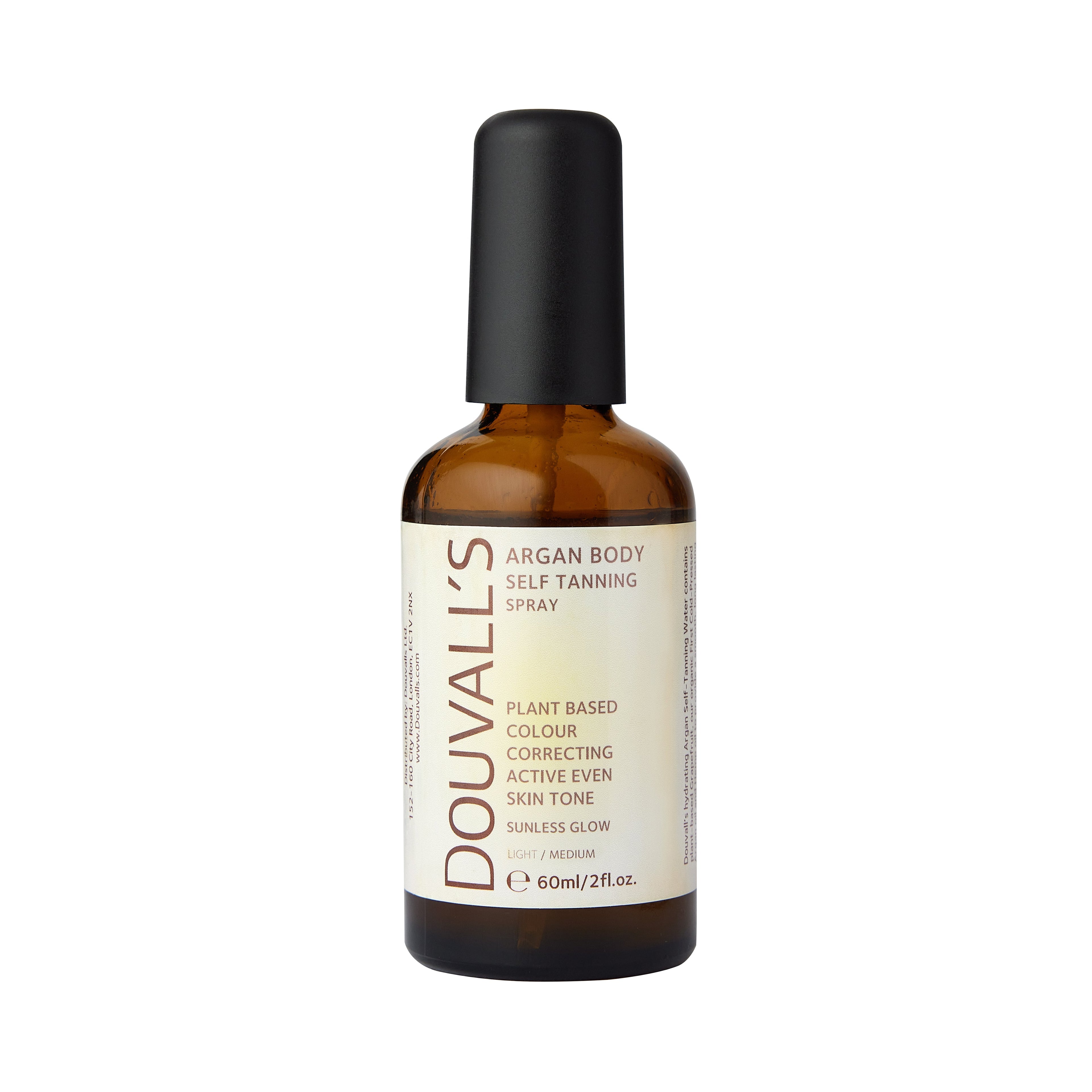 Eco-friendly bottle of Douvalls hydrating Argan self tanning body spray for a natural radiant glow — view 2