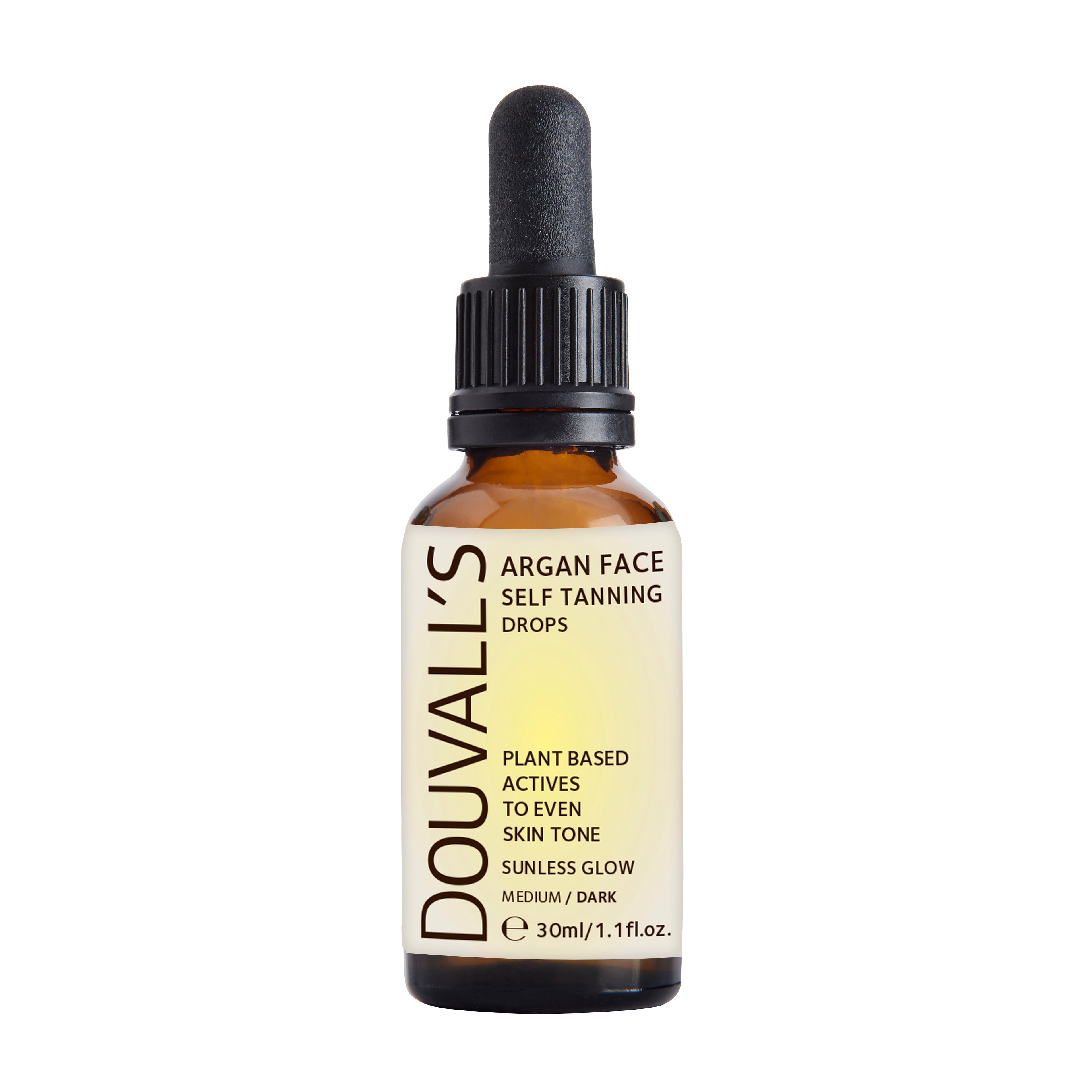 Argan self tanning face drops in an eco-friendly 30ml glass dropper bottle by Douvalls Beauty — view 5