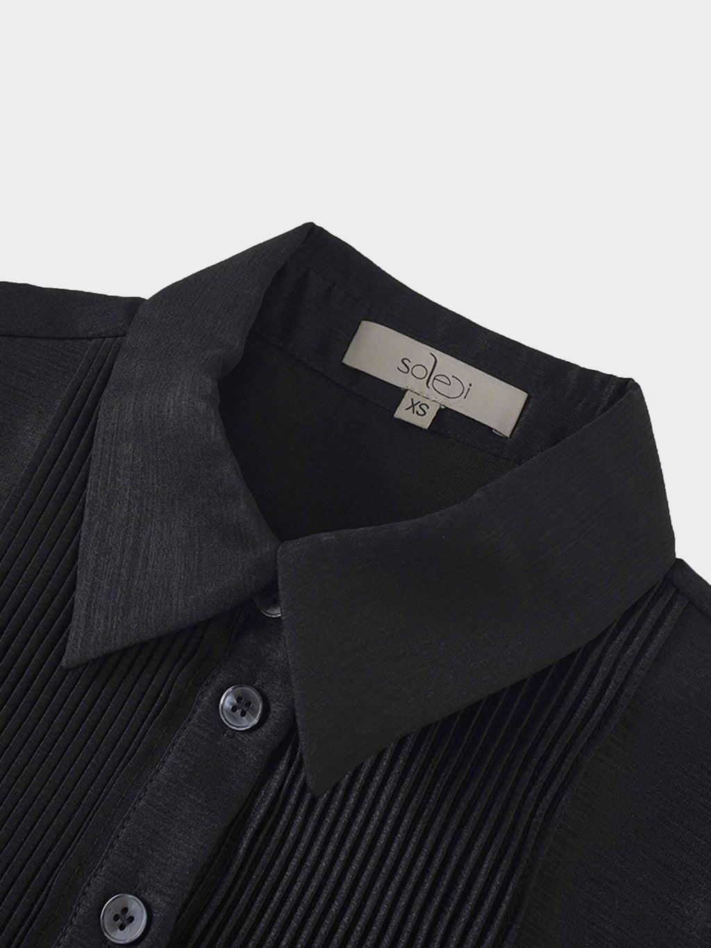 Pintuck Button Down Blouse-Black-3