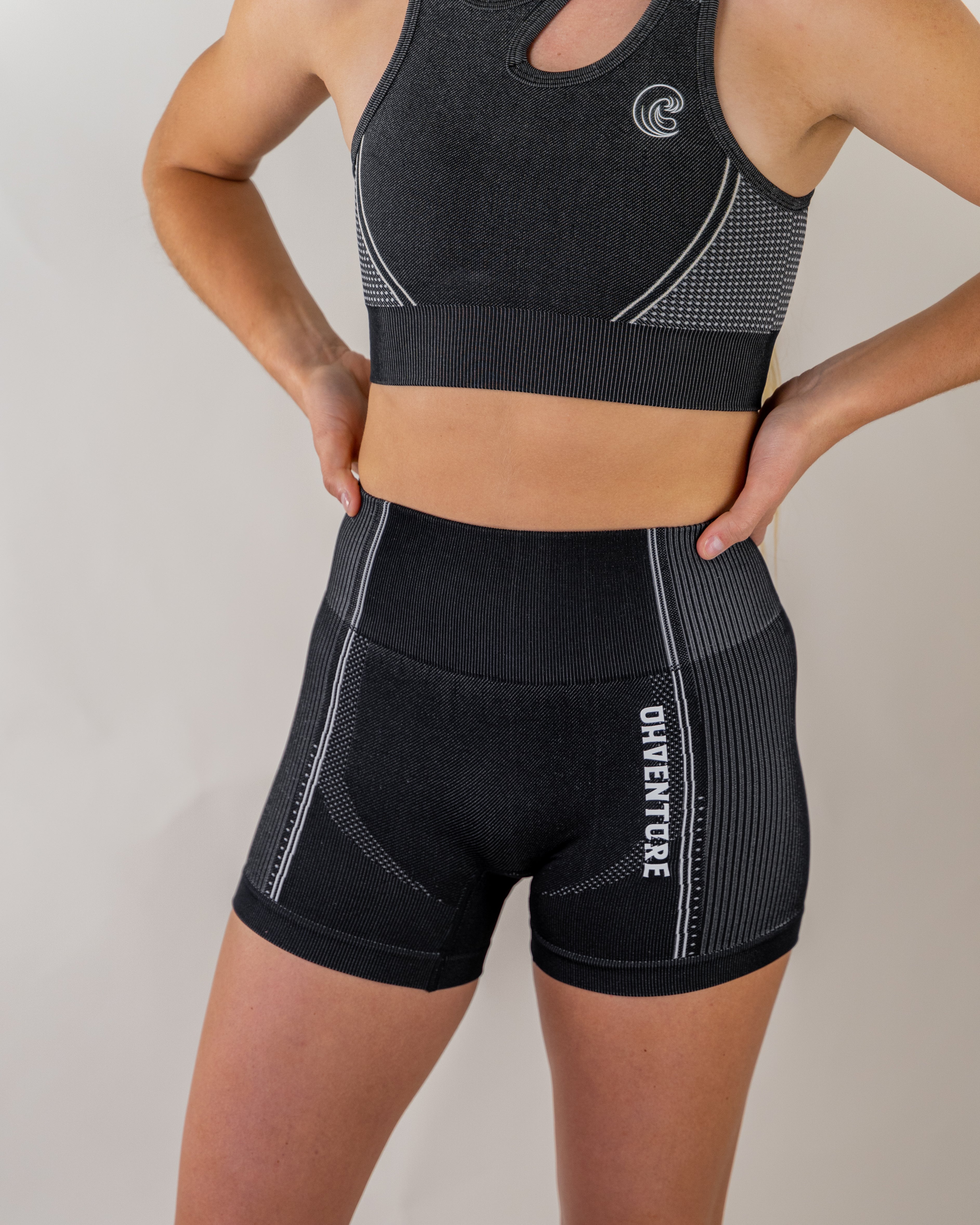 Women's seamless gym shorts featuring a high-waisted, ribbed, breathable fabric design for summer fitness routines — view 2