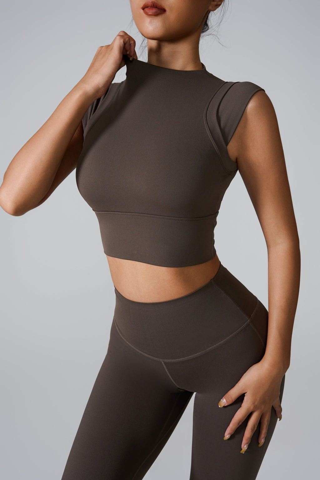 Cap sleeve sculpting yoga top in smooth nylon fabric for women's fitness and athleisure wear — view 4