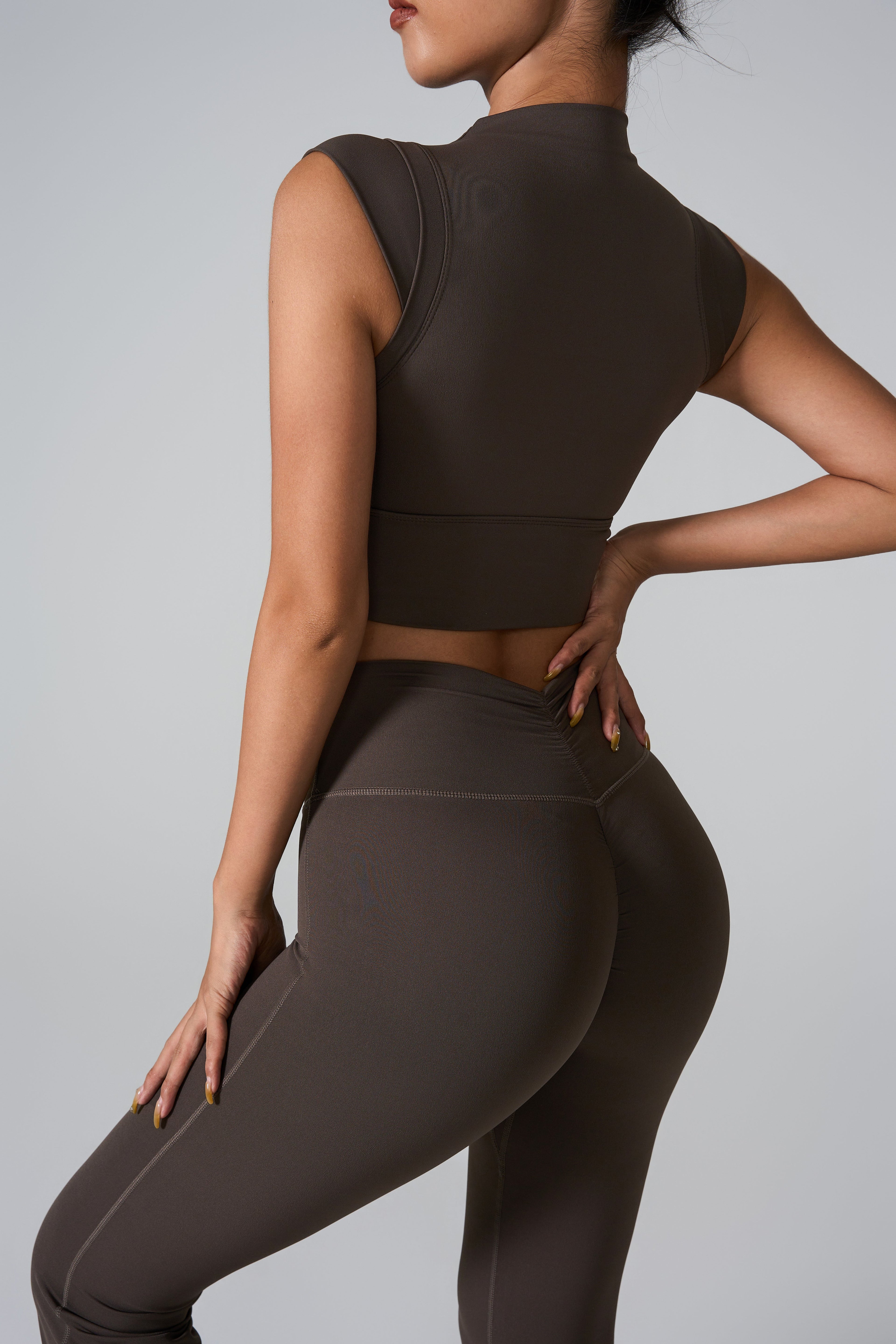 Cap sleeve sculpting yoga top in smooth nylon fabric for women's fitness and athleisure wear — view 5