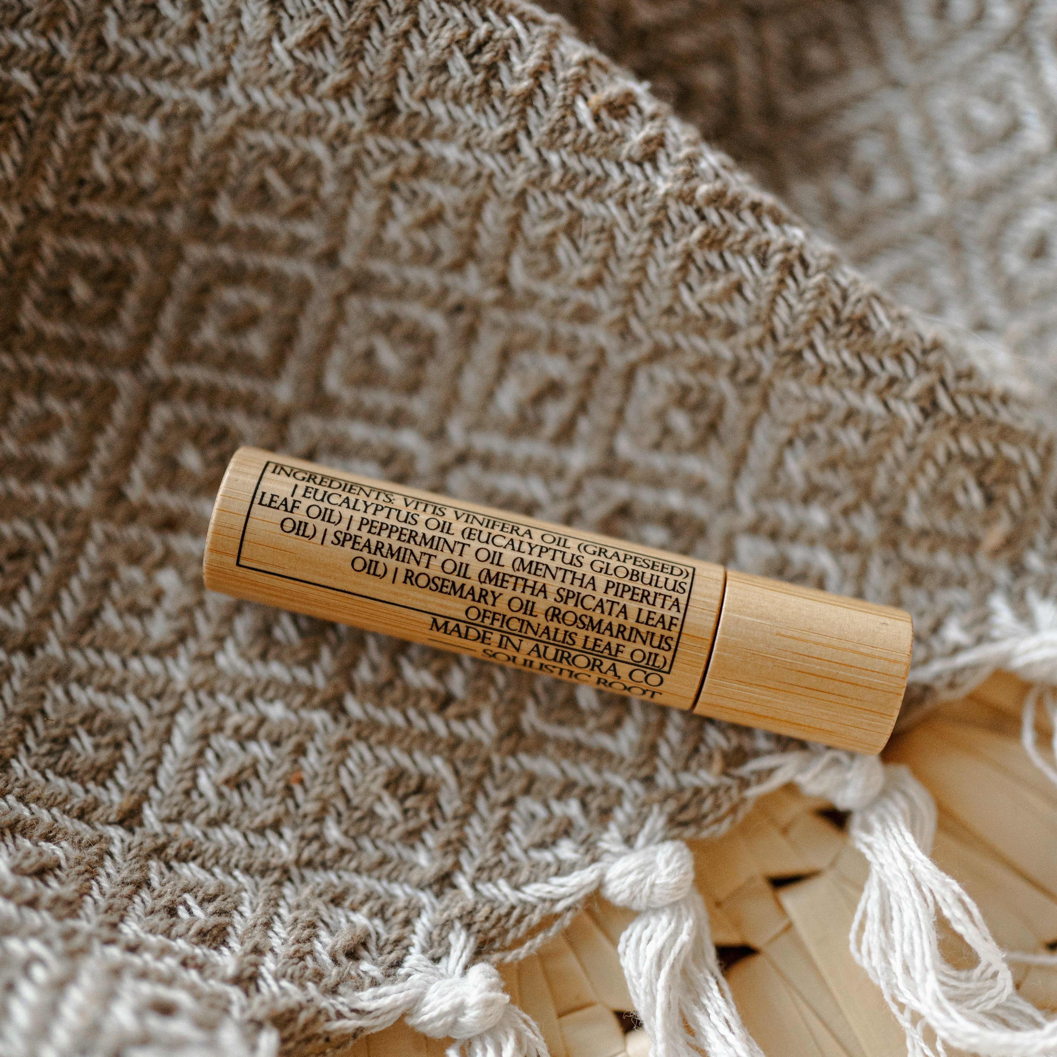 Eucalyptus mint essential oil roller with shatterproof bamboo casing and stainless steel roller ball — view 5