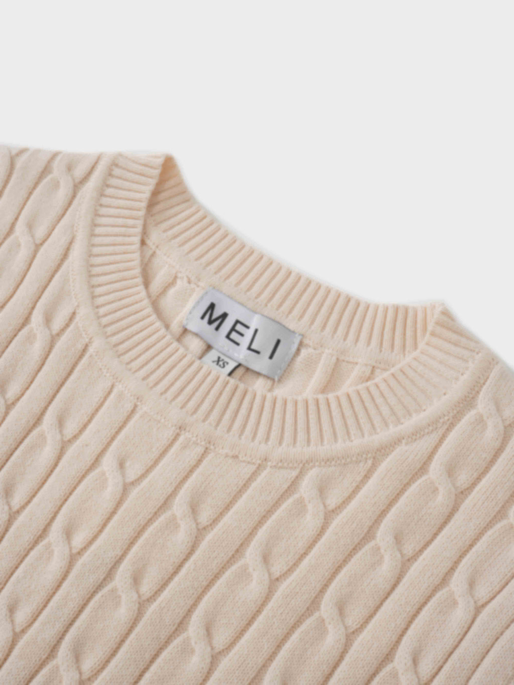 Crew Neck Cable Sweater-Peach-4