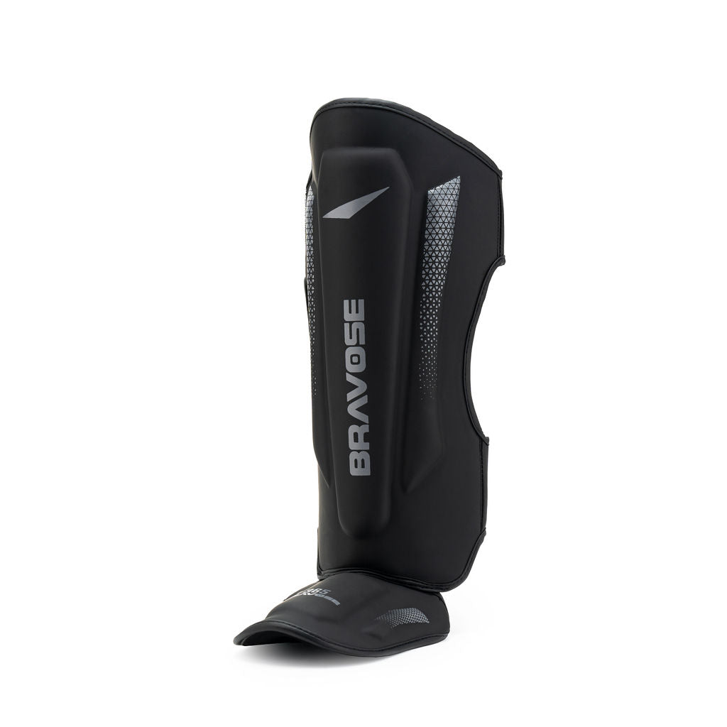 Bravose MMA shin guards in synthetic leather with high density padding and dual adjustable straps — view 3