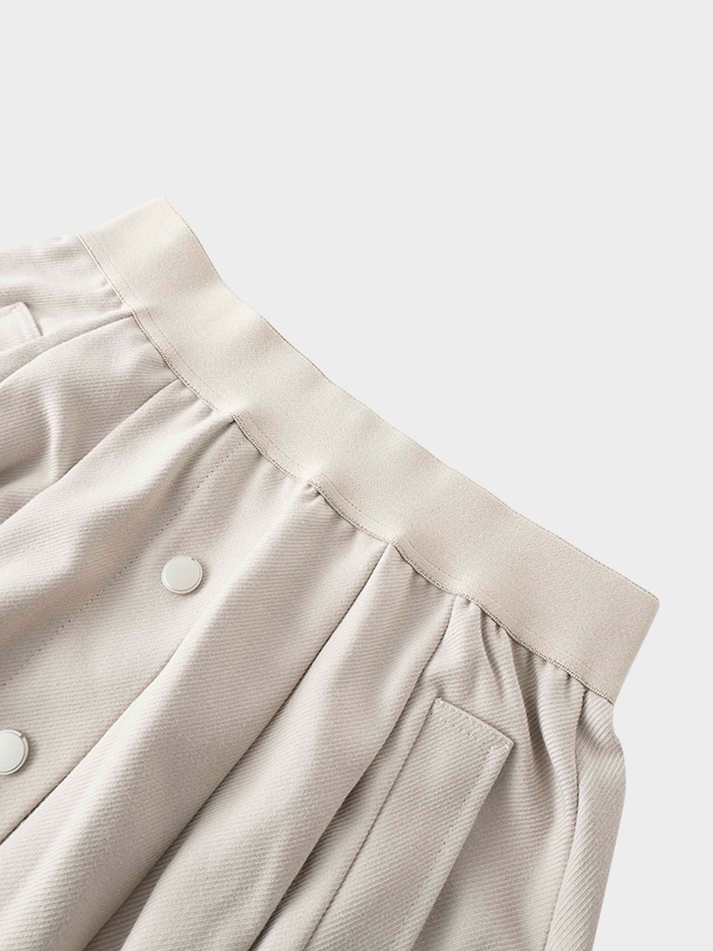 Elastic Waist Button Down Skirt-Latte-2