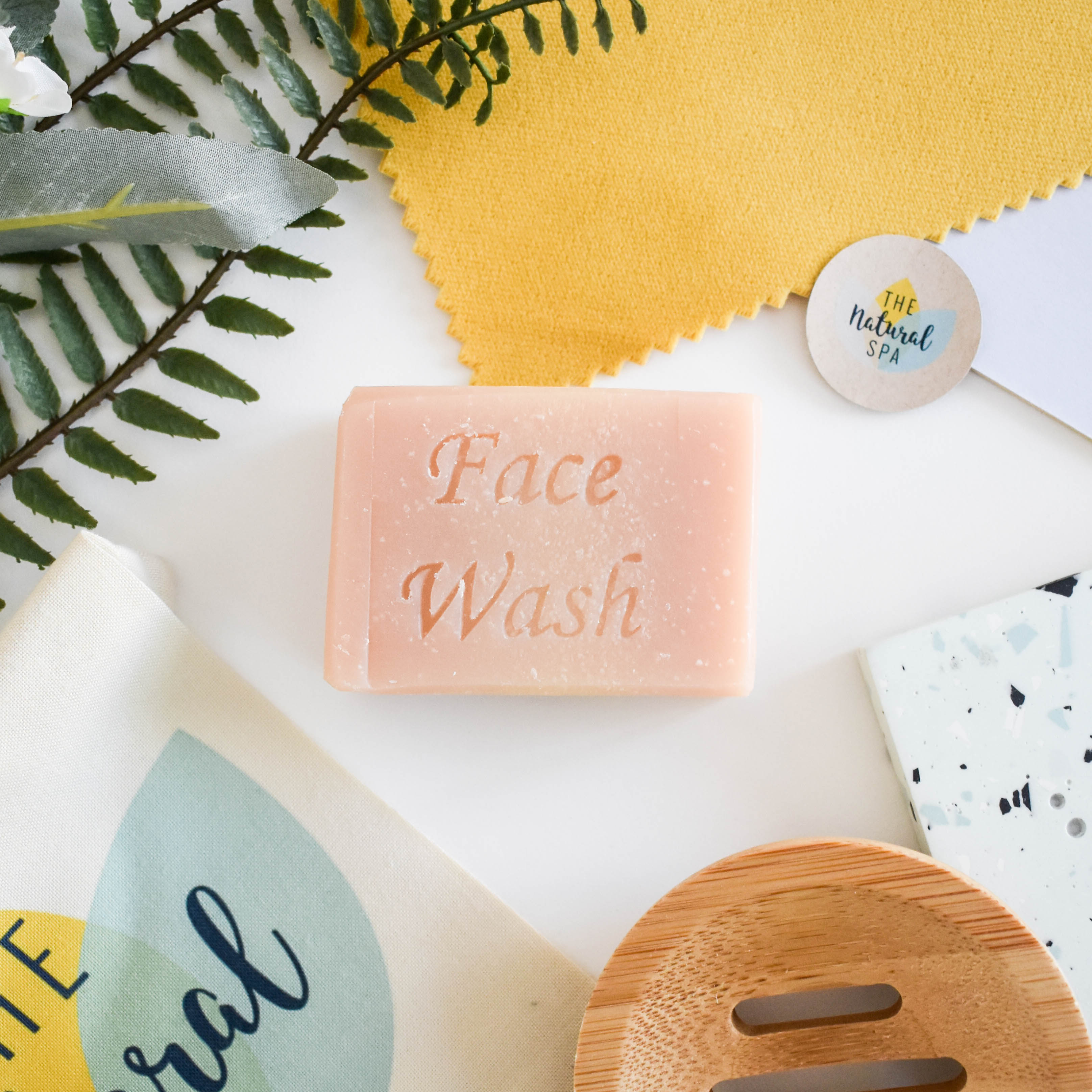Grapefruit lemongrass face wash bar, round natural solid facial cleanser for gentle daily exfoliation
