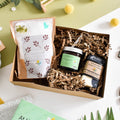Breathe at home natural spa gift set with eucalyptus bath soak, candle, and soap on rope