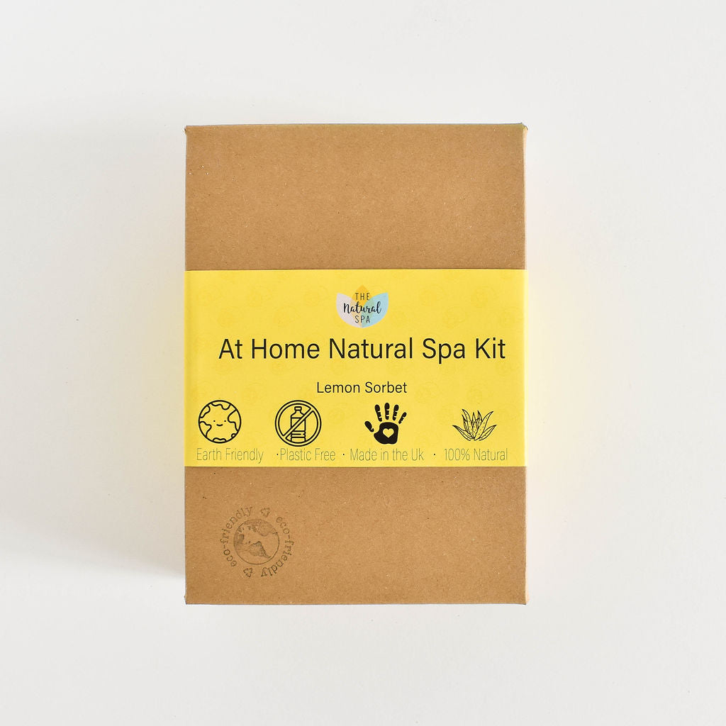 Lemon sorbet home spa gift set with natural wax candle, bath soak, and handmade soap — view 4
