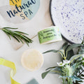 Rosemary and lime solid shampoo bar in plastic-free packaging for natural hair care