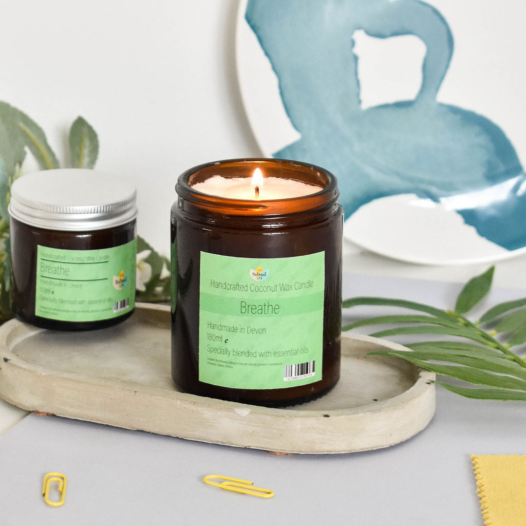 Breathe Hand-Poured Coconut Wax Candle | Natural Aromatherapy Candle | 2 Size Options-0