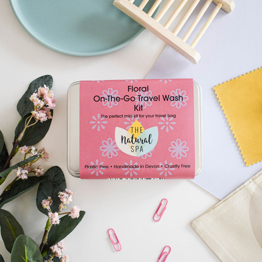 Floral Mini Travel Wash Kit | Natural “On the Go” Shampoo, Conditioner & SoapSet | Vegan, Plastic-Free Hair Care | Perfect Travel Gift-0
