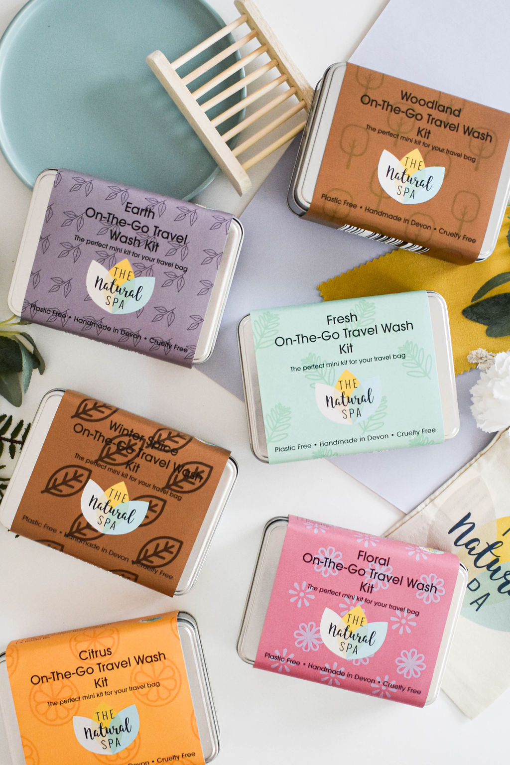 Citrus mini travel wash kit featuring solid vegan soap bars and a reusable aluminum tin — view 3