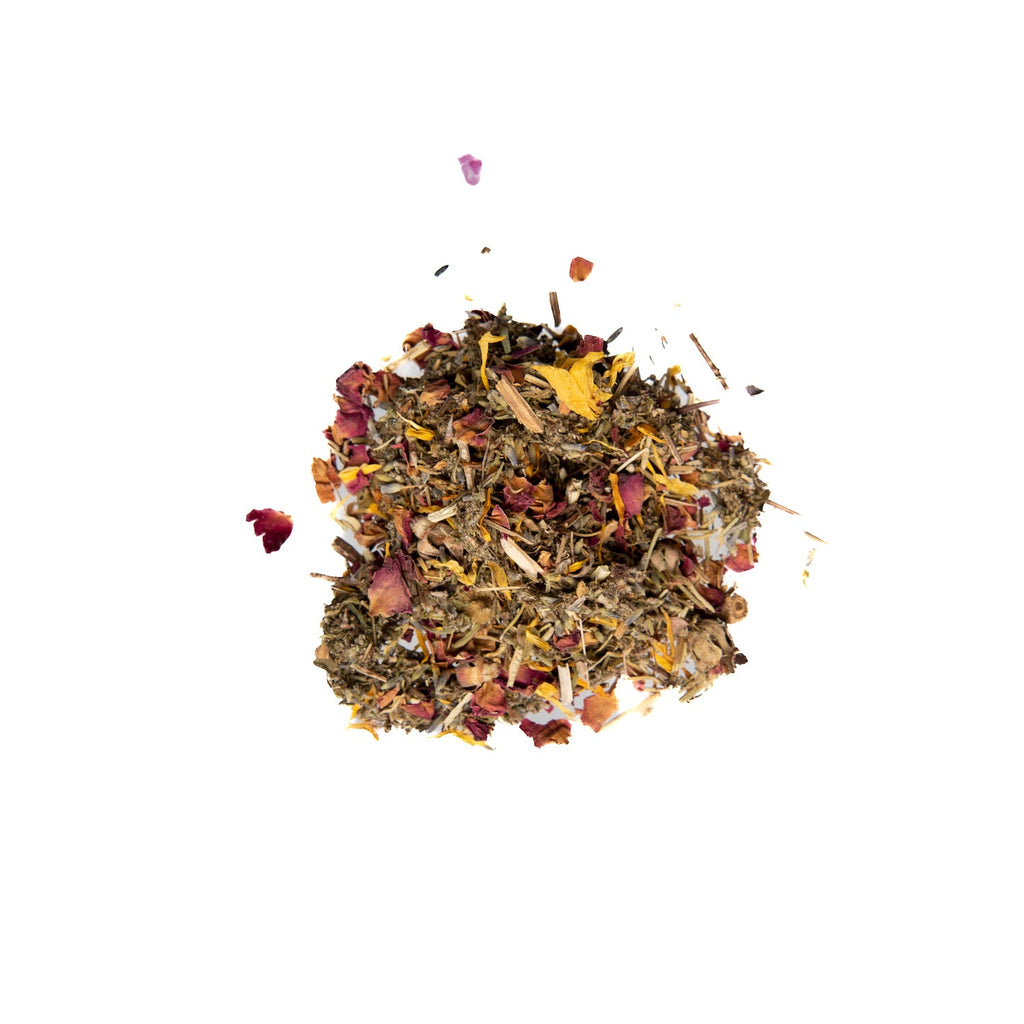 Organic herbal yoni steam blend in a resealable pouch featuring mugwort and rose petals — view 3