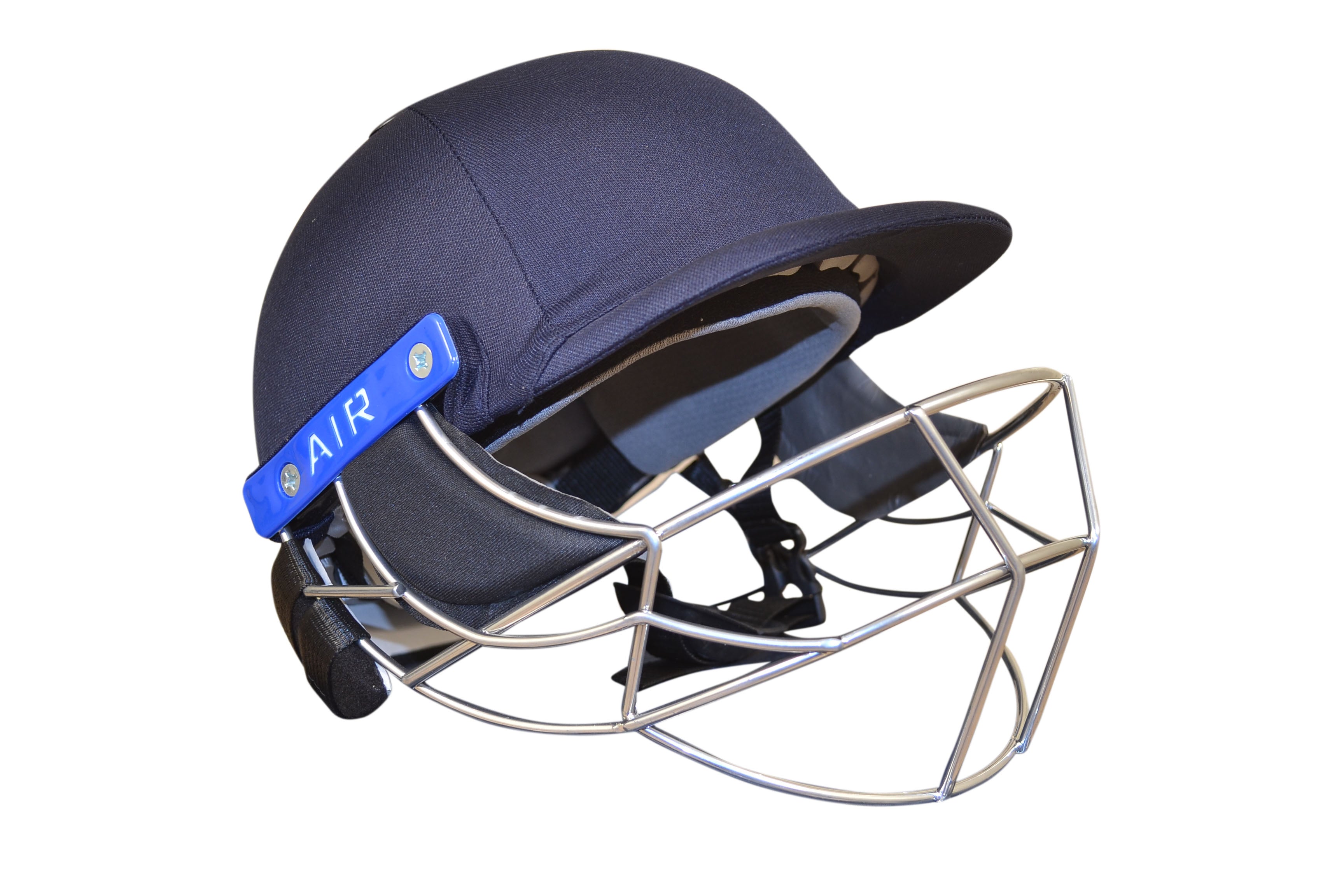 KM Sports premium cricket helmet with protective metal faceguard and ventilation channels — view 5