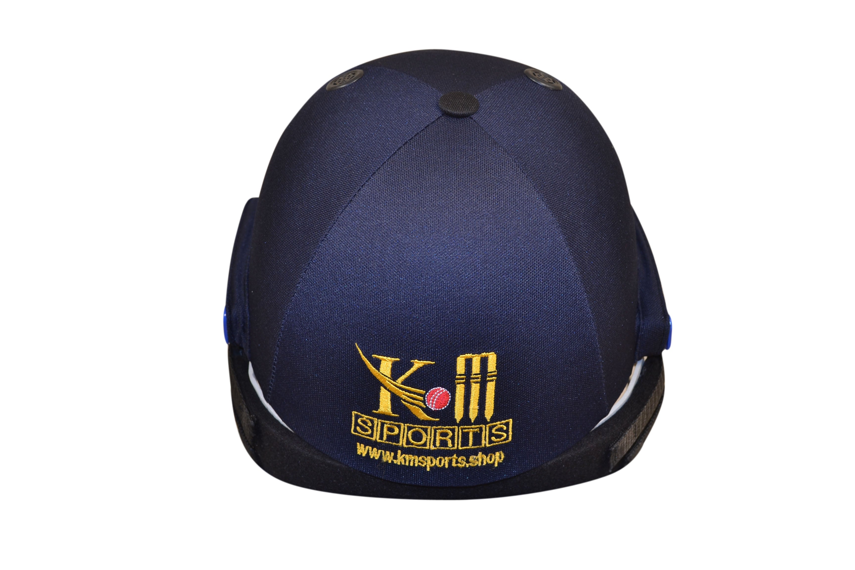 KM Sports premium cricket helmet with protective metal faceguard and ventilation channels — view 3