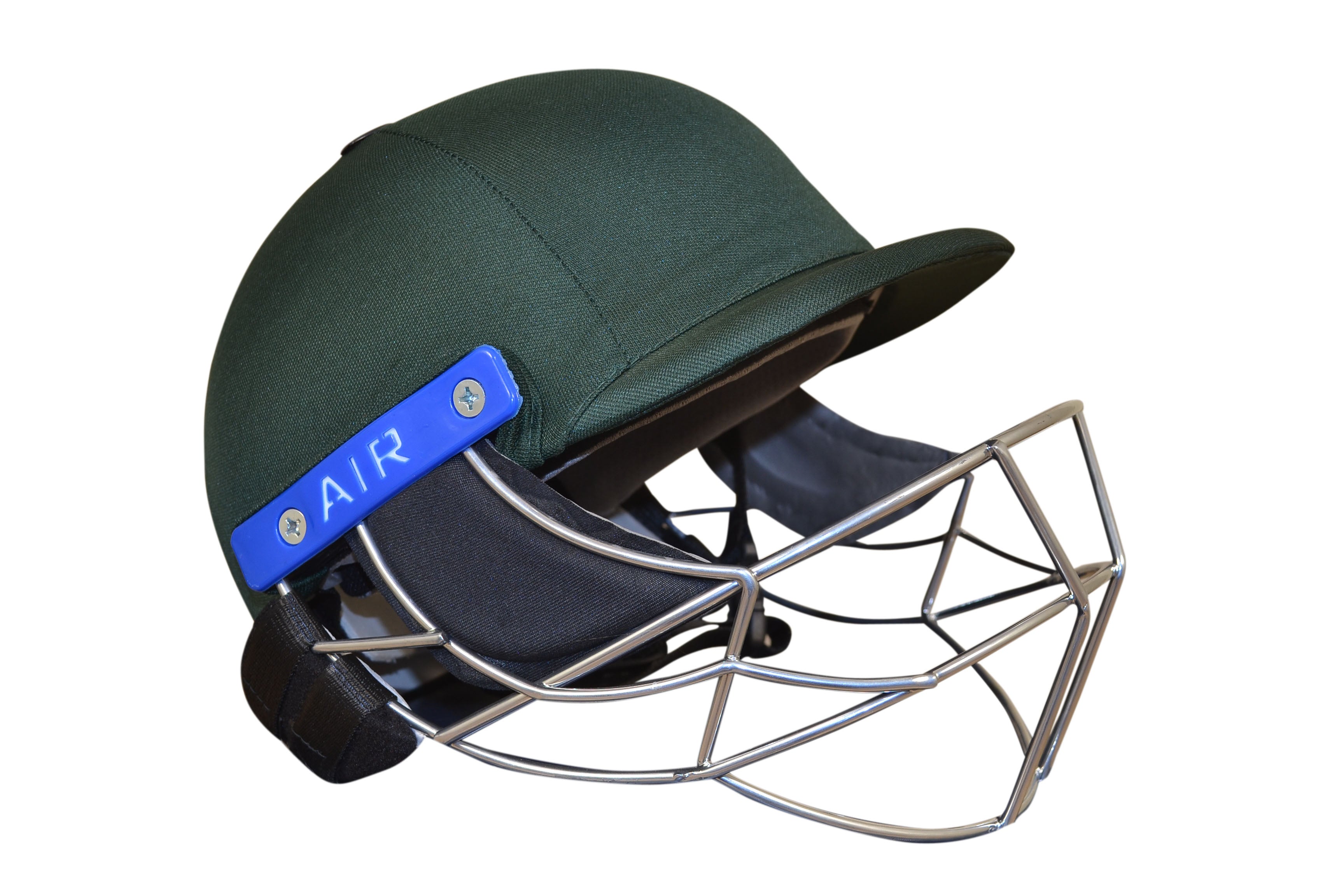 KM Sports premium cricket helmet with protective metal faceguard and ventilation channels