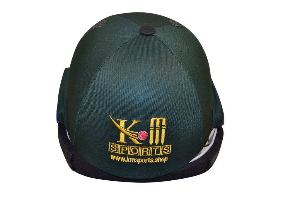 KM Sports premium cricket helmet with protective metal faceguard and ventilation channels — view 2
