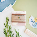 Pink Himalayan salt natural soap bar and soap on a rope with rustic cord detail
