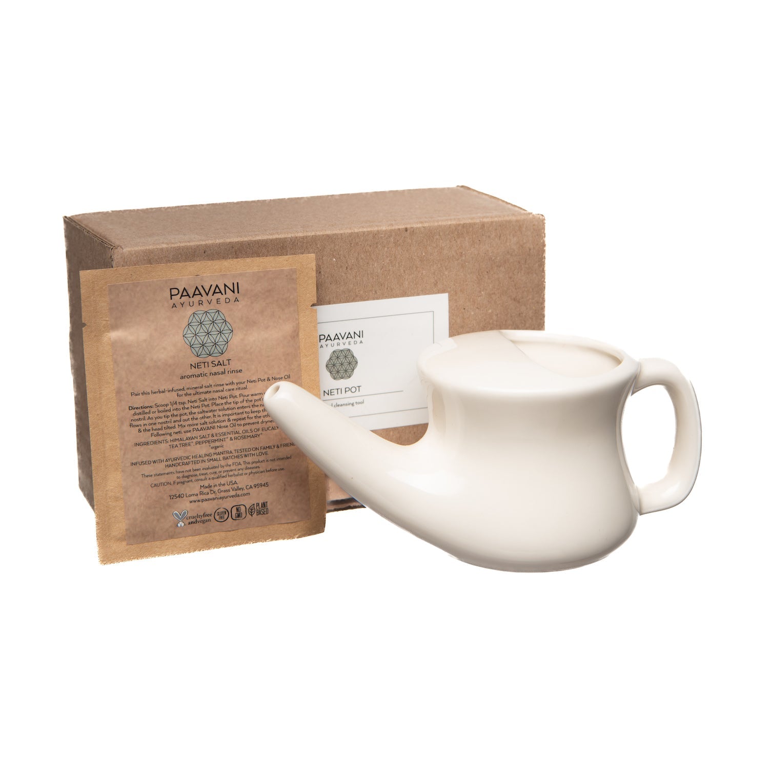 Ceramic neti pot for ayurvedic nasal cleansing and sinus relief clean design — view 2