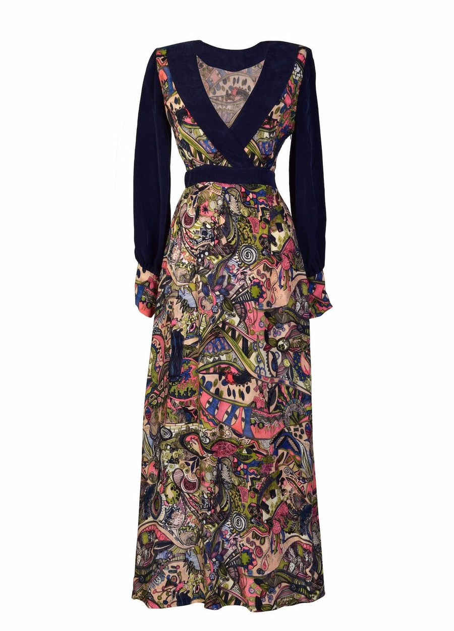 Hand painted Long Sleeve Maxi Dress