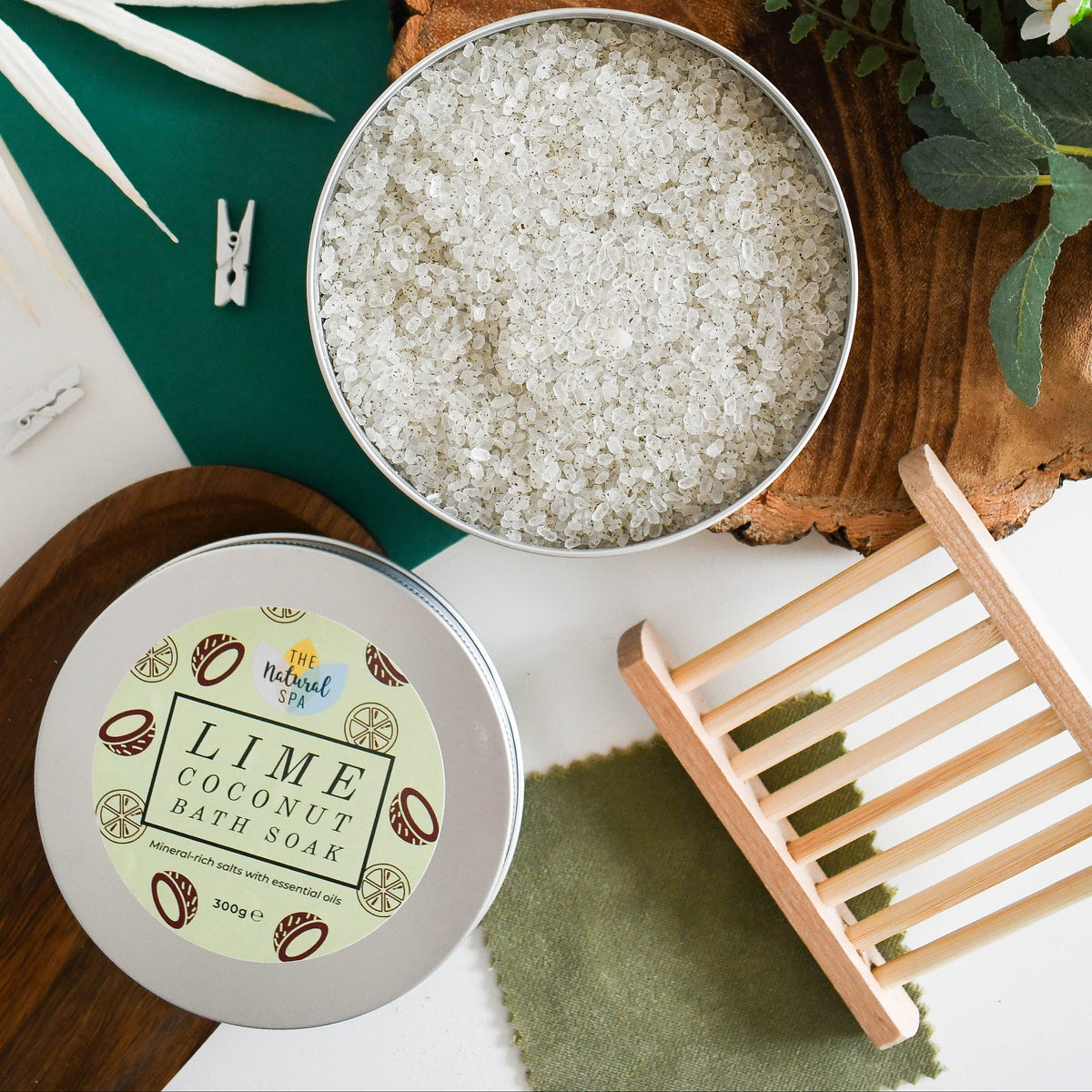 Lime Coconut Bath Soak | Natural Mineral Bath Salts Tin UK-1