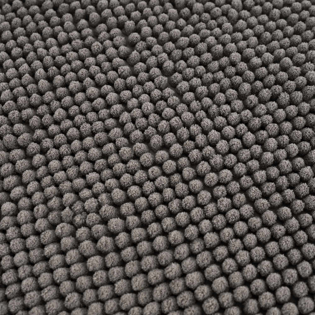 Dark gray plush washable bath mat made of soft polyester shag for modern bathroom floors — view 5
