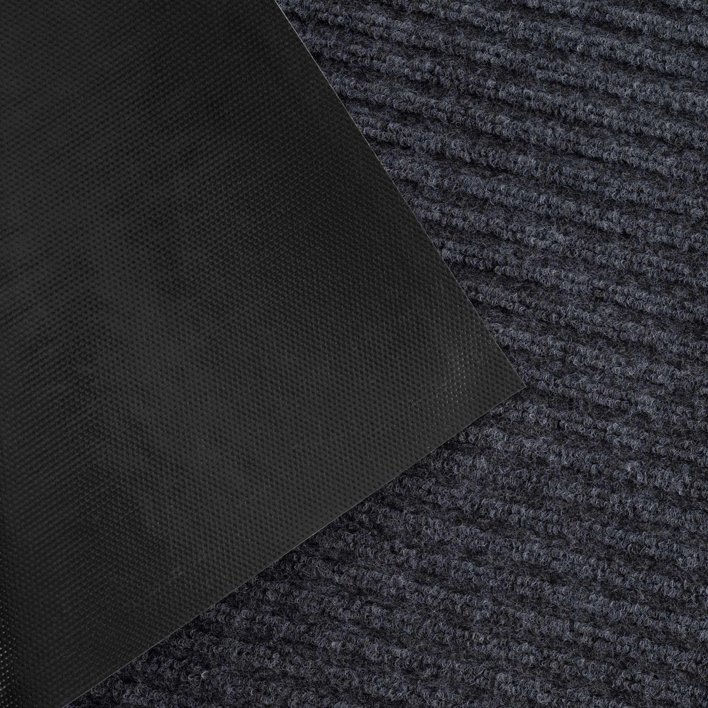 Solid gray outdoor mat with thin low profile design and non-slip rubber backing — view 4