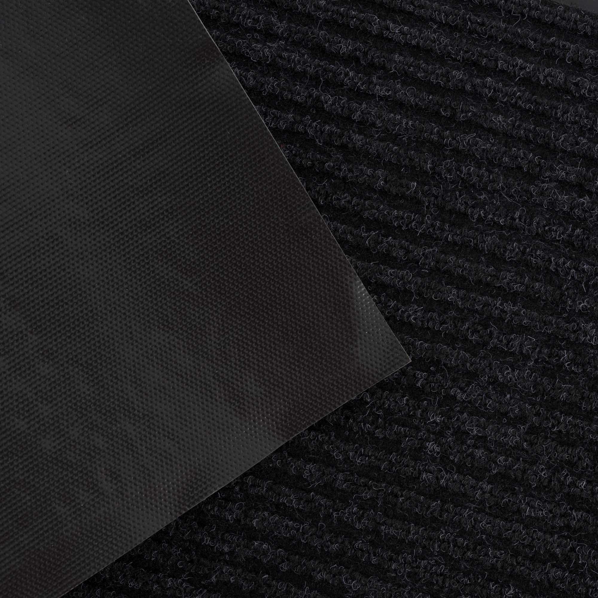 Basic black outdoor doormat, low profile polyester mat with rubber backing for porches and entryways — view 5