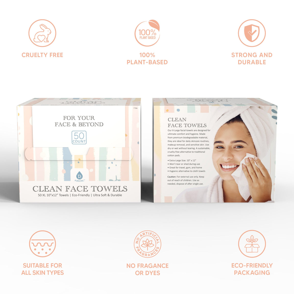 Complete Head-to-Toe Cleansing Set – Advanced Facial Brush + Biodegradable Clean Towels + Bamboo Body Brush-4