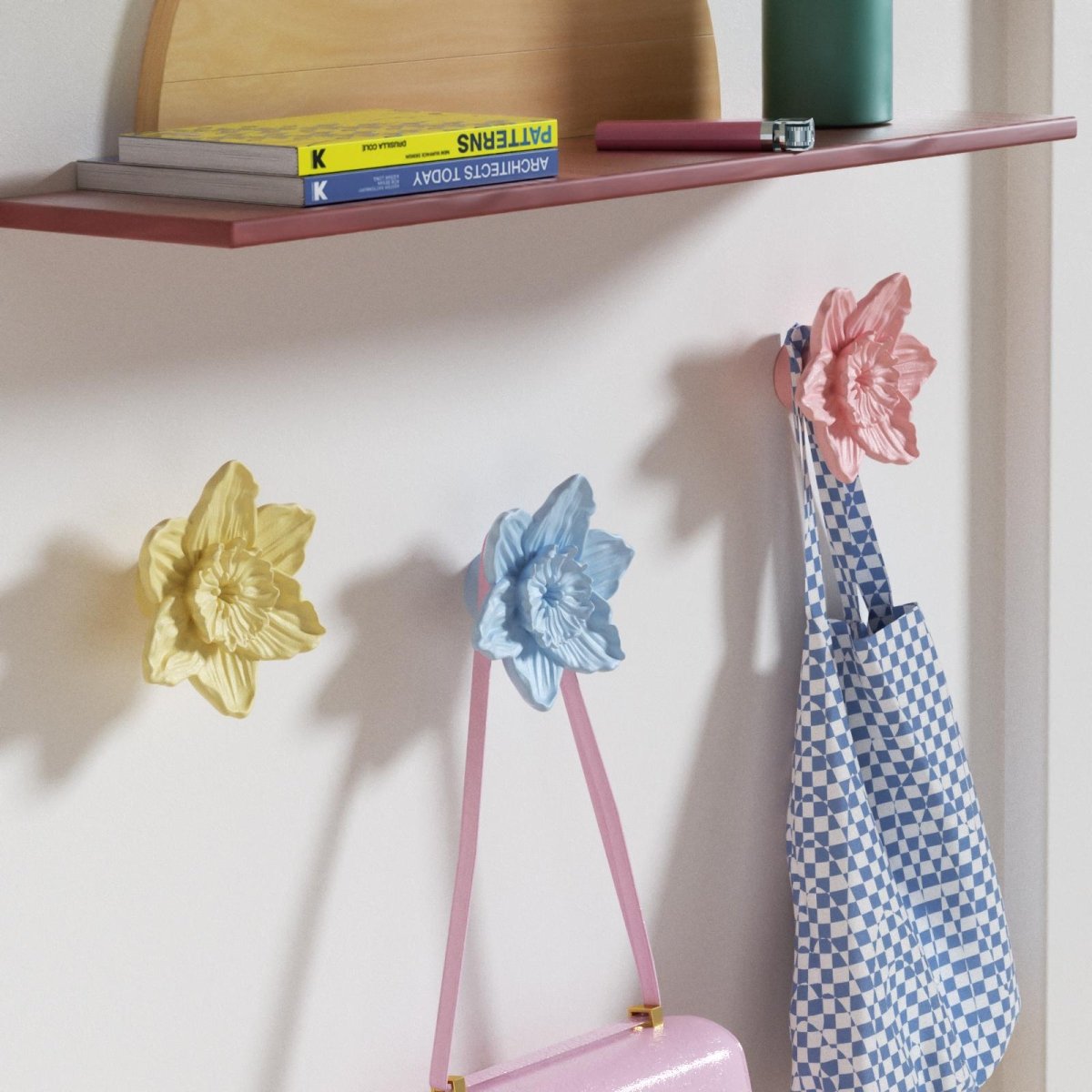 Daffodil wall coat hook silicone mold for DIY resin crafting, showing the flexible floral cavity — view 4