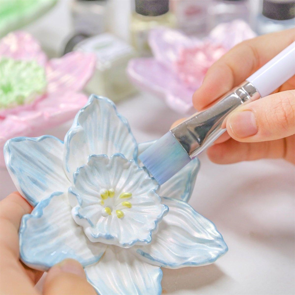 Daffodil wall coat hook silicone mold for DIY resin crafting, showing the flexible floral cavity — view 5
