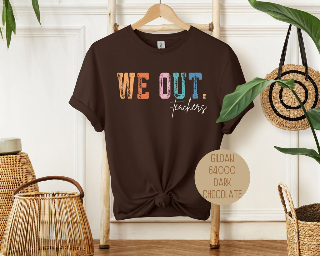 Unisex We Out Teachers Last Day of School cotton t-shirt with funny class dismissed text graphic — view 3