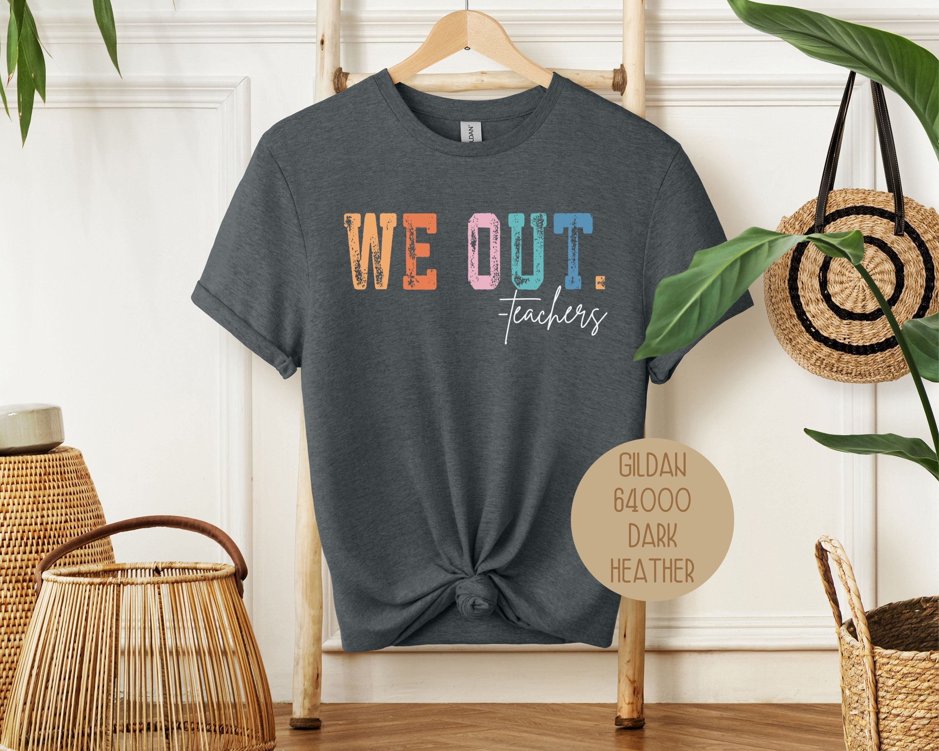 Unisex We Out Teachers Last Day of School cotton t-shirt with funny class dismissed text graphic — view 4