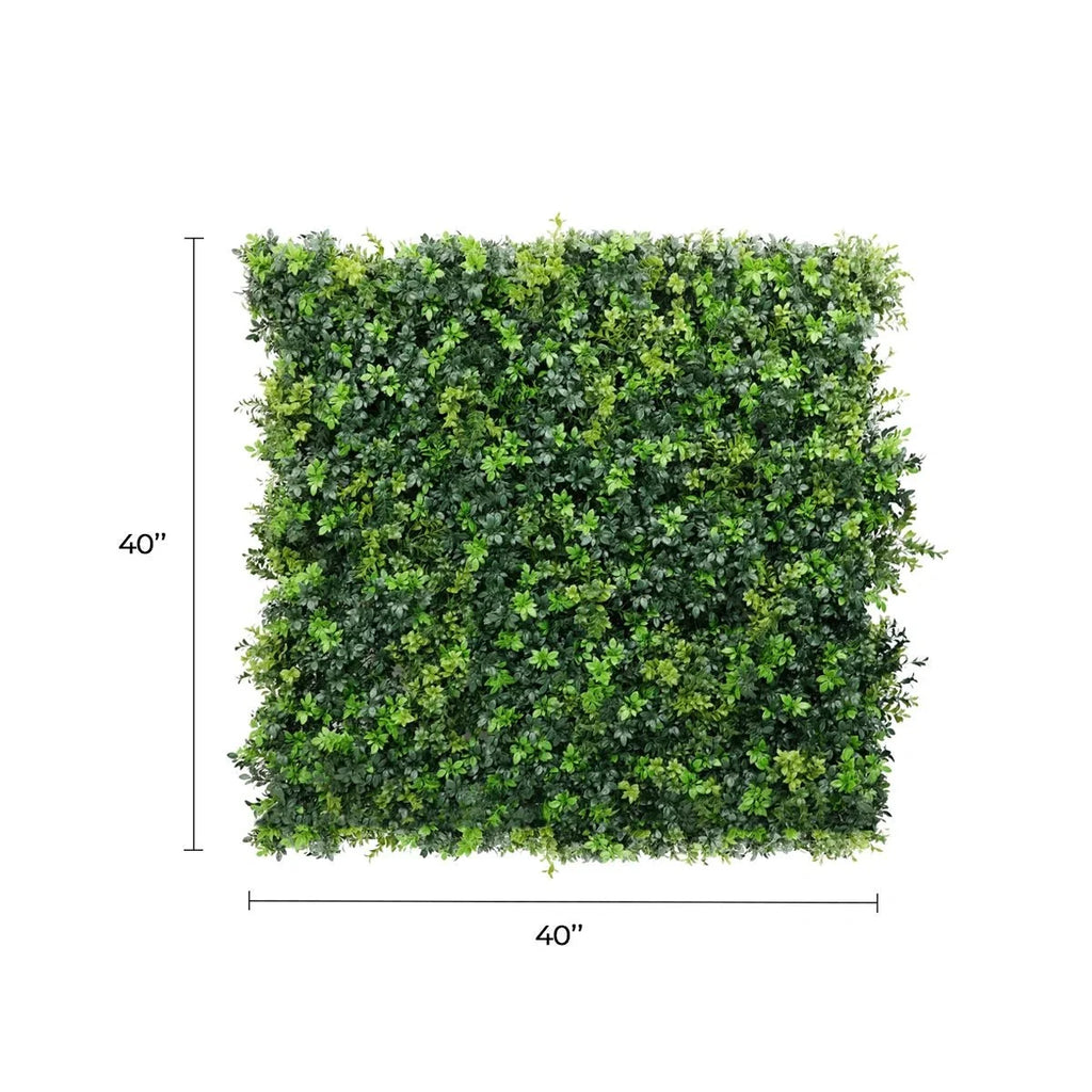 Mixed Green Ultra Dense Boxwood Artificial Vertical Garden Green Wall Panel 40×40in 11 SQ FT – NFPA 701 Certified – Metal Backed – UV Resistant – Commercial Grade-1